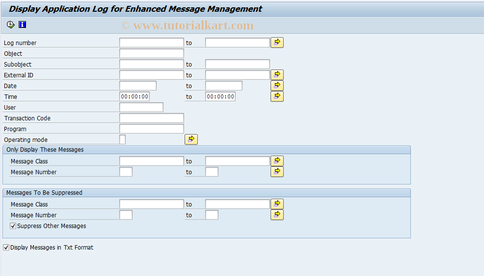 SAP TCode EMMALOG - Display Application Log
