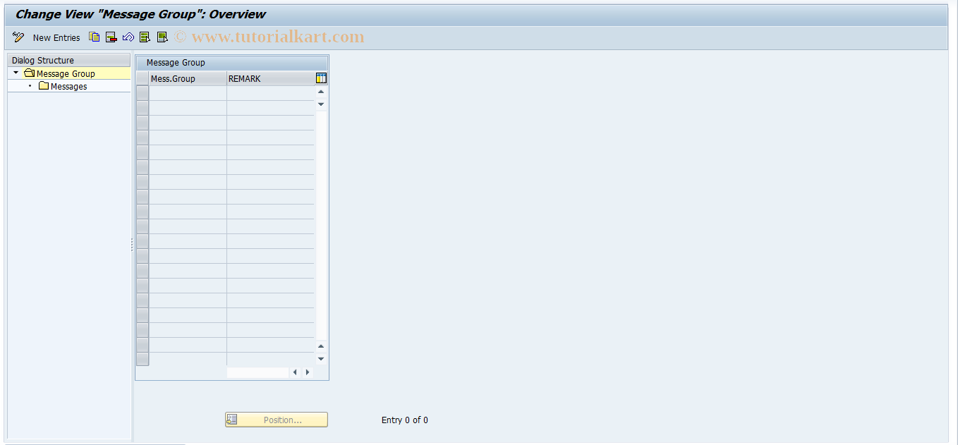 SAP TCode EMSG - Maintenance of Message Groups