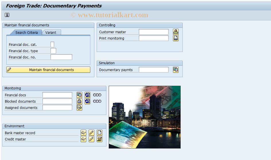 SAP TCode ENLO - Documentary Payments