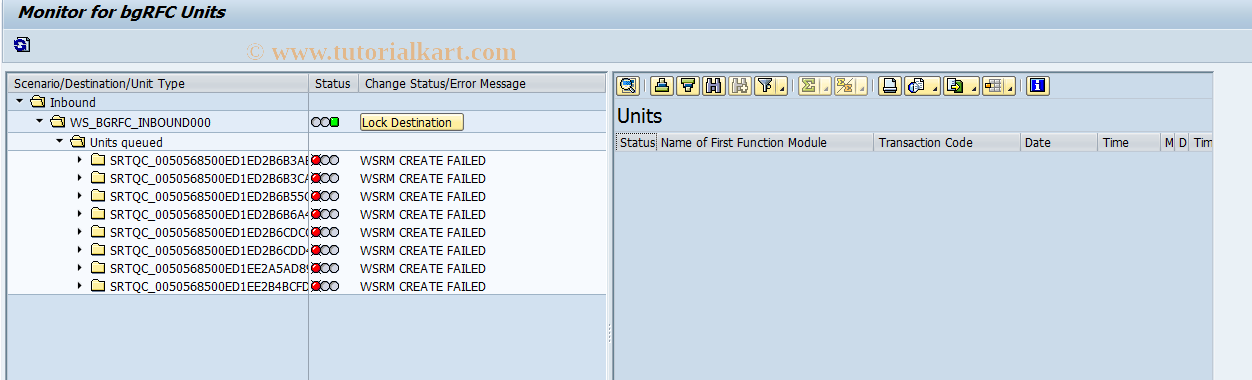 SAP TCode EQSBGRFCMONITOR - bgRFC Monitor with Inbound Queue