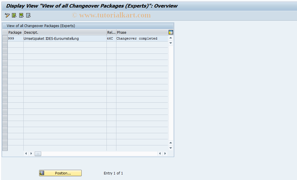 SAP TCode EW01 - EMU Conversion: Package Overview
