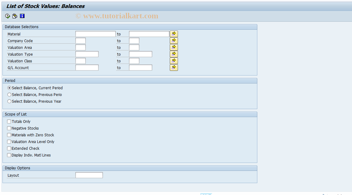 SAP TCode EW38 - EMU Conversion: MM Stock Value List