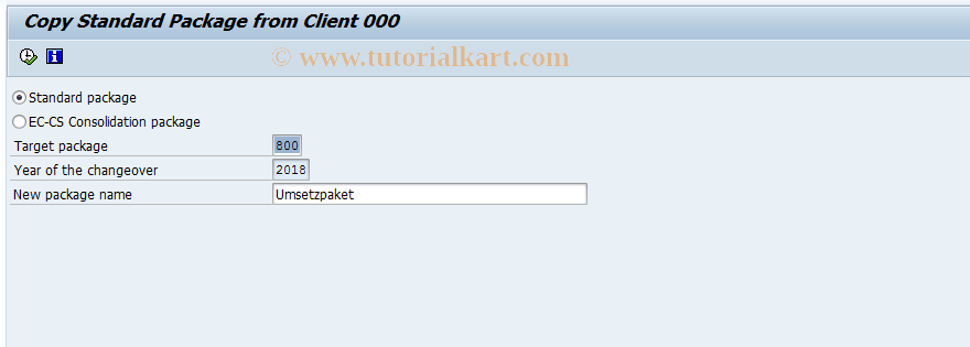 SAP TCode EW47 - Create Standard Package