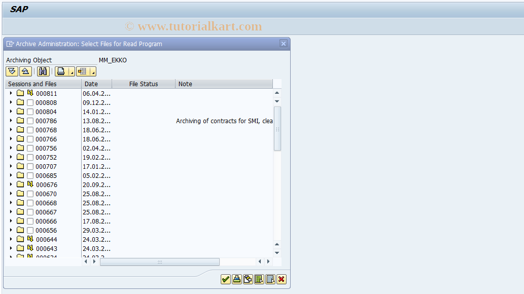 SAP TCode EW48 - MM Display Archived Purchasing Docs