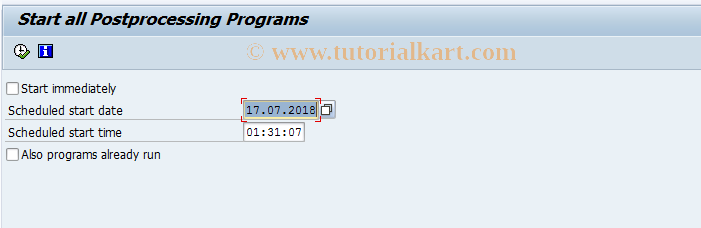 SAP TCode EW57 - EMU Conv: Start Postprocess.Programs