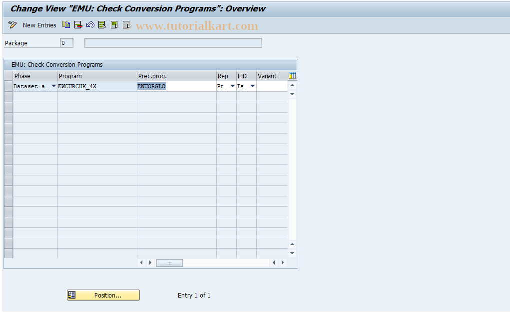 SAP TCode EW98 - EMU Convert : Check Conversion Program