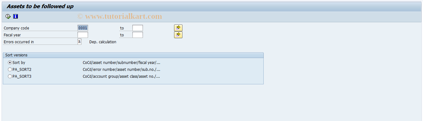 SAP TCode EWA1 - FI-AA: Analysis of assets with errors