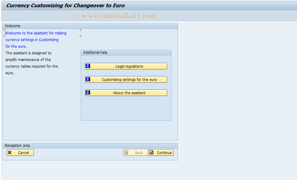 SAP TCode EWCM - Maintain Currency Tables for Euro