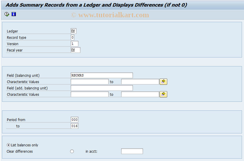 SAP TCode EWFG - Add Up Totals Records