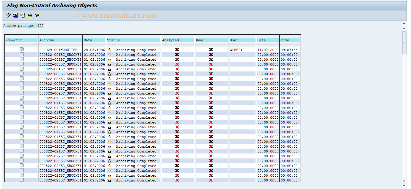 SAP TCode EWS3 - List of Critical Archives