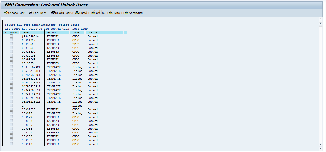 SAP TCode EWZ5 - Lock Users