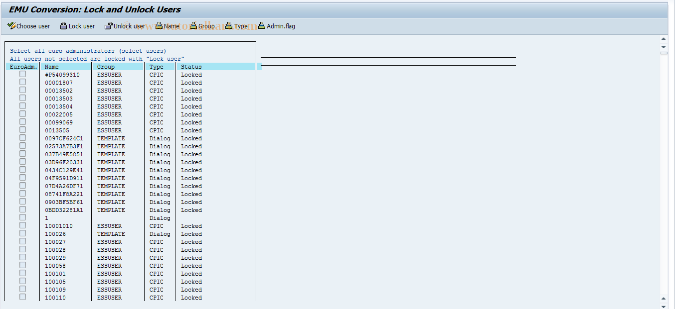 SAP TCode EWZ6 - Unlock System