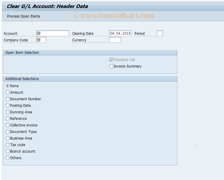 SAP TCode F-03 - Clear G/L Account