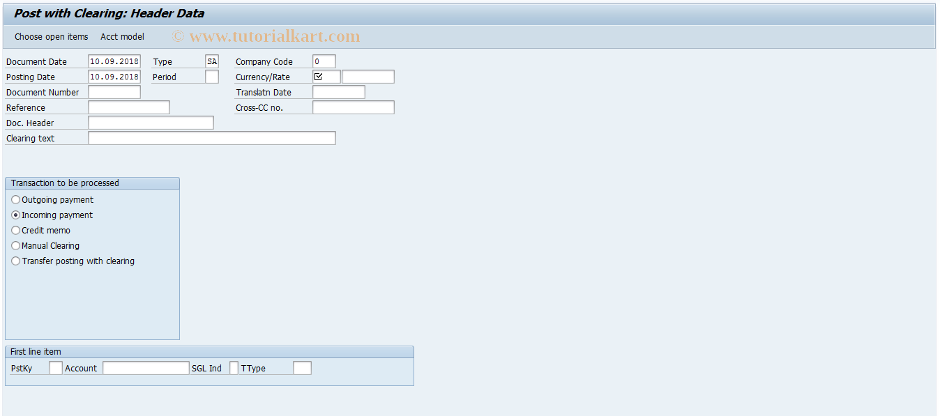 SAP TCode F-04 - Post with Clearing