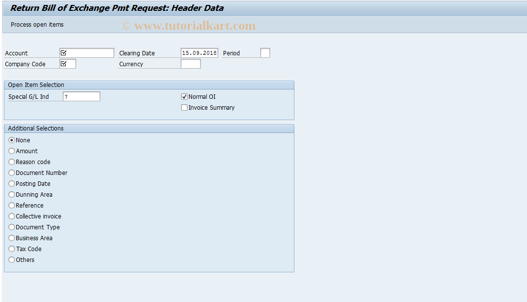 SAP TCode F-23 - Return Bill of Exchange Pmt Request