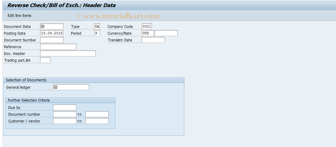 SAP TCode F-25 - Reverse Check/Bill of Exch.