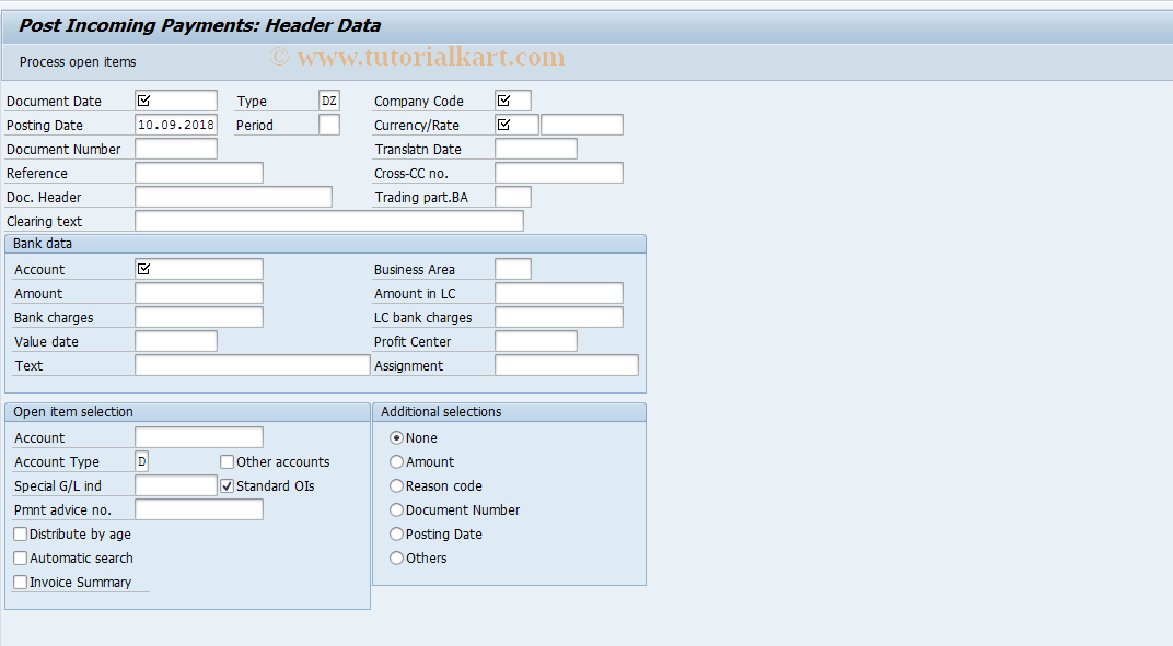 SAP TCode F-28 - Post Incoming Payments