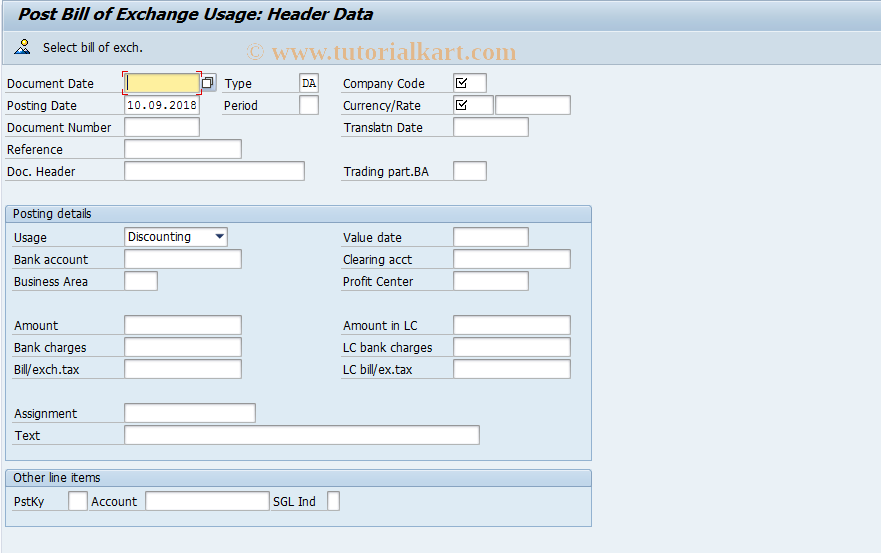 SAP TCode F-33 - Post Bill of Exchange Usage