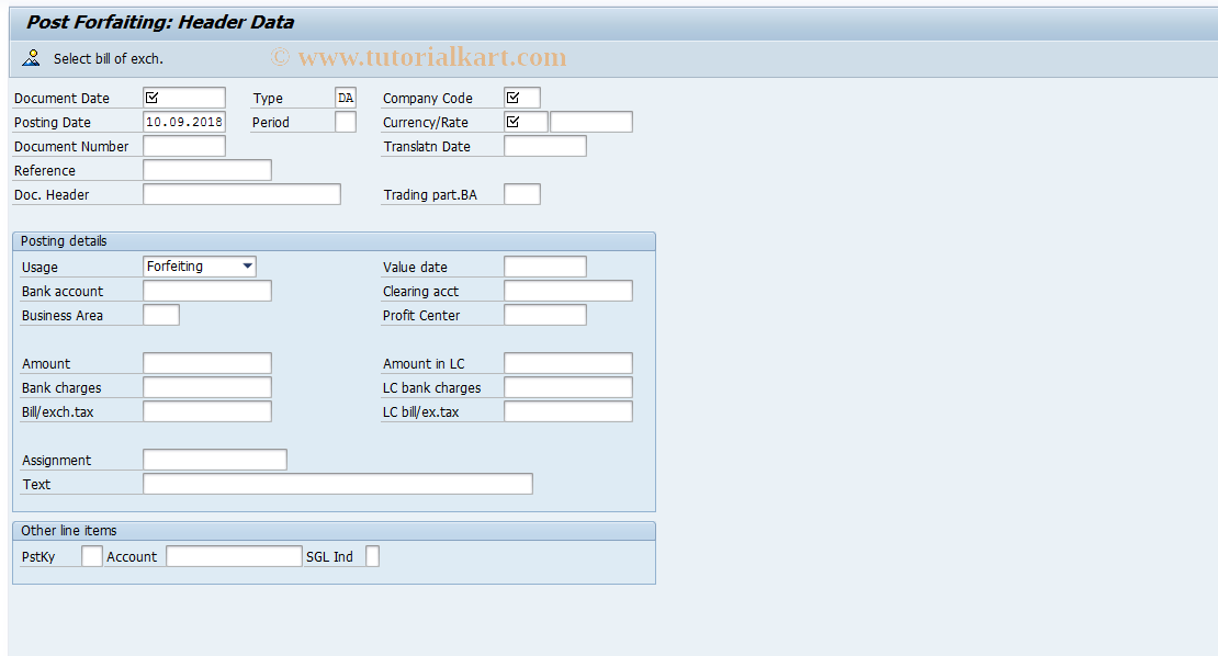 SAP TCode F-35 - Post Forfaiting