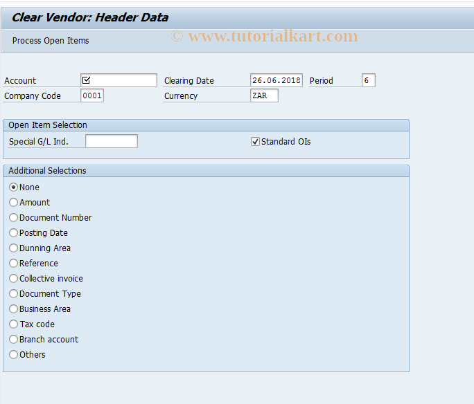 F-44 SAP Tcode : Clear Vendor Transaction Code