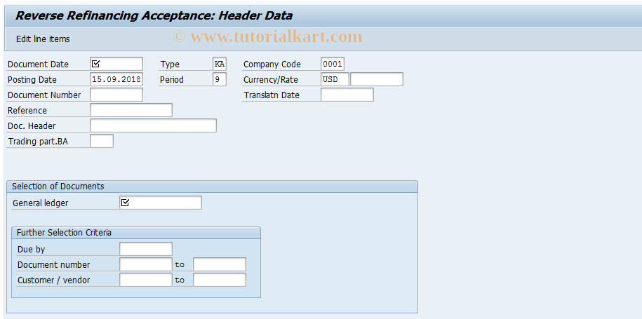 SAP TCode F-46 - Reverse Refinancing Acceptance