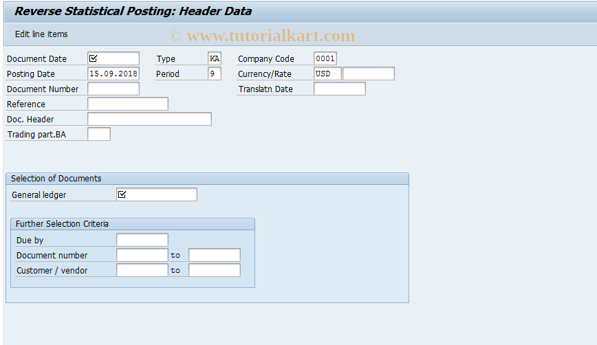 SAP TCode F-56 - Reverse Statistical Posting