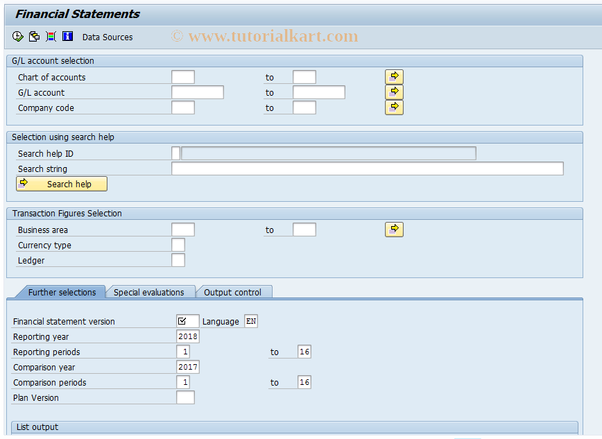 SAP TCode F.01 - ABAP Report: Financial Statements