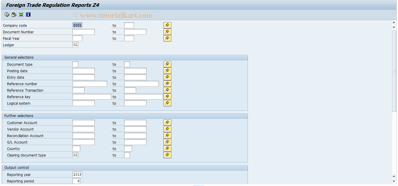 SAP TCode F.0B - G/L: Create Z2 to Z4