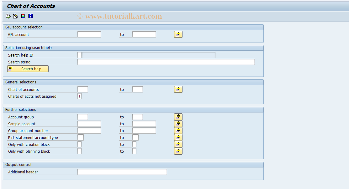 SAP TCode F.10 - G/L: Chart of Accounts
