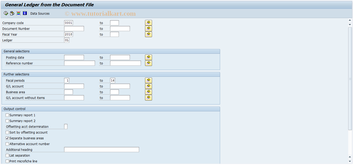 SAP TCode F.11 - G/L: General Ledger from Document File