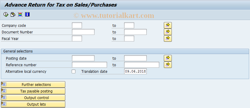 SAP TCode F.12 - Adv.Retrn for Tax on Sales/Purchases