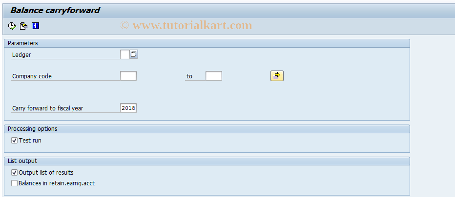 SAP TCode F.16 - ABAP/4 Report: G/L Bal.Carryforward