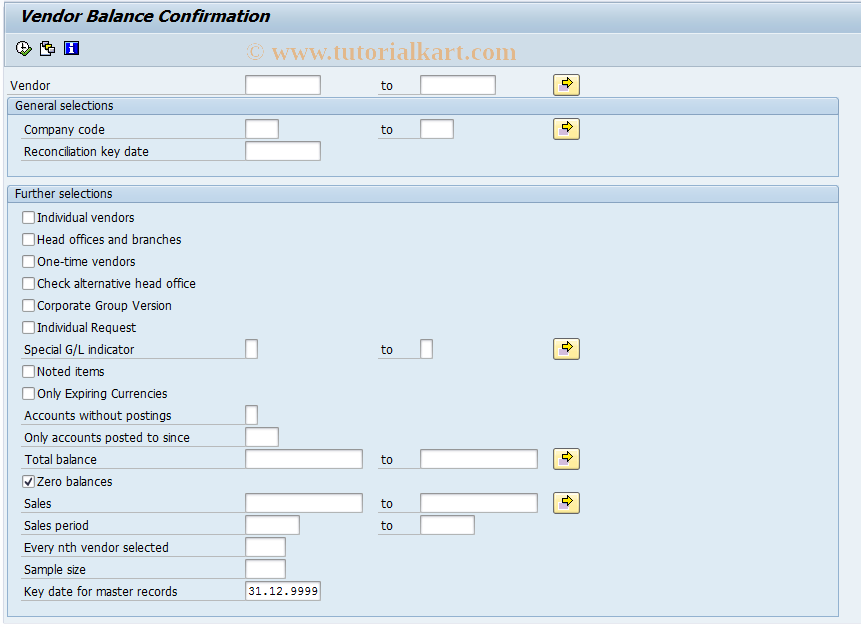 SAP TCode F.18 - ABAP/4 Report: Vend.Bal.Confirmation