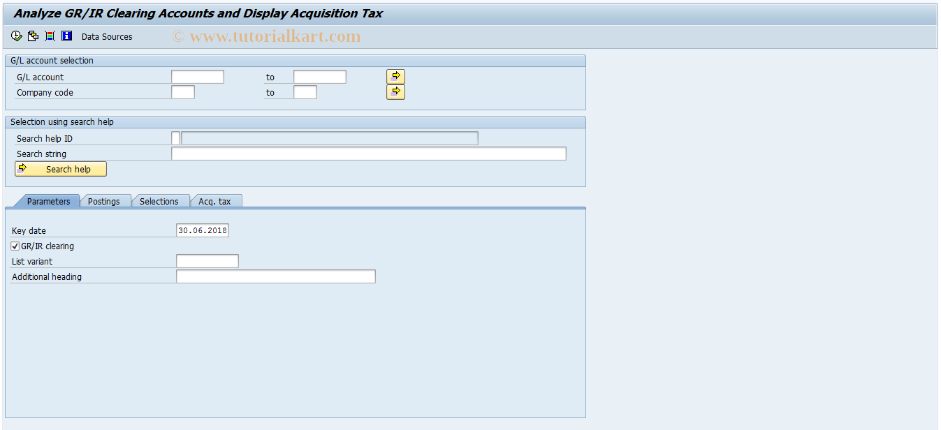 SAP TCode F.19 - G/L: Goods/Invoice Received Clearing