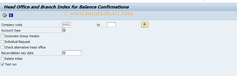 SAP TCode F.1B - Head Office and Branch Index