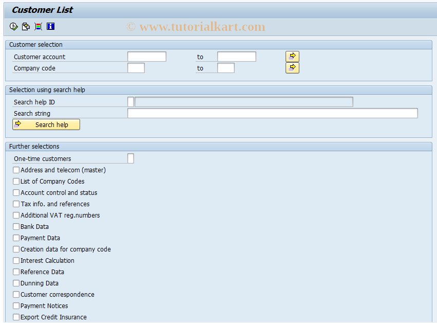 SAP TCode F.20 - A/R: Account List