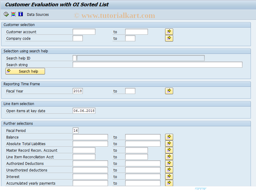 SAP TCode F.22 - A/R: Open Item Sorted List