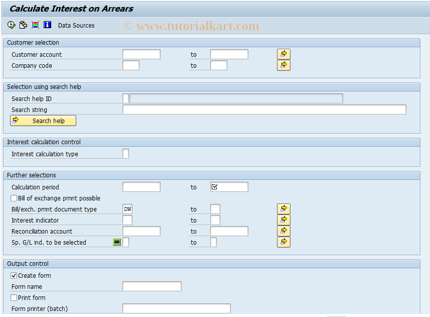 SAP TCode F.24 - A/R: Interest for Days Overdue