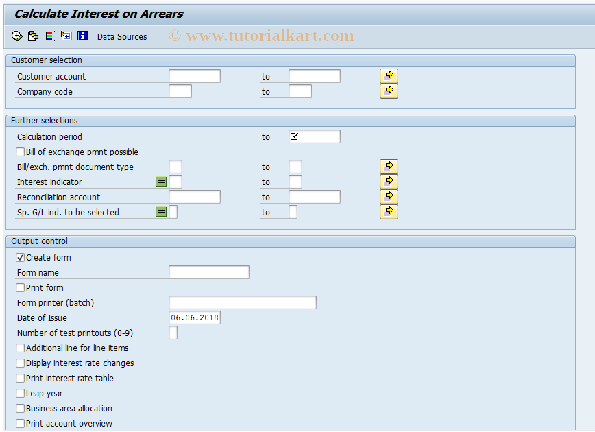 SAP TCode F.2A - A/R Overdue Int.: Post (Without OI)