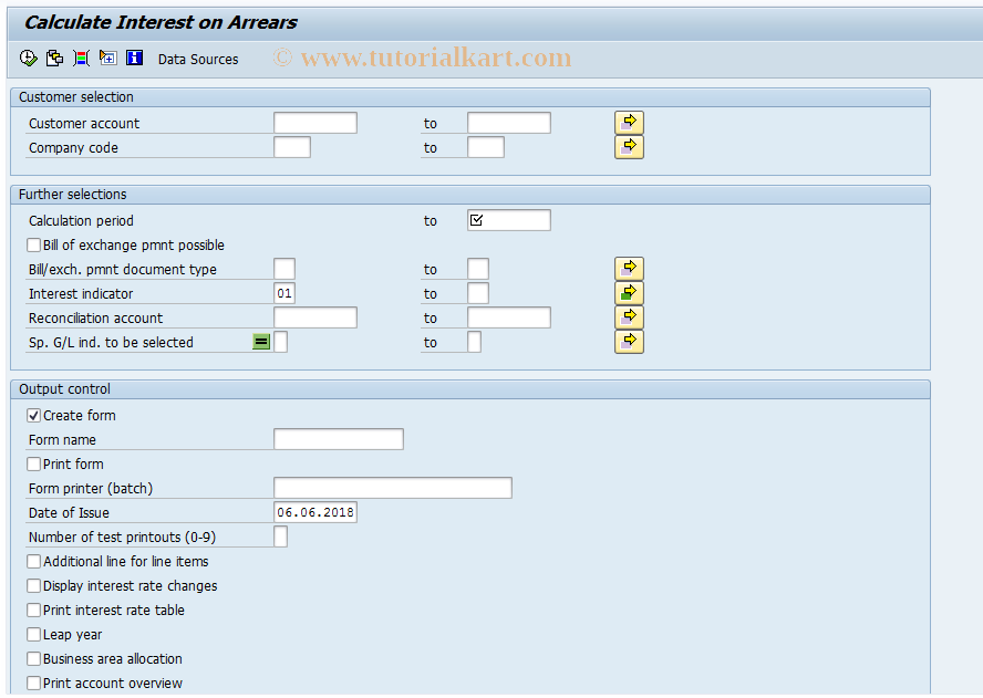 SAP TCode F.2B - A/R Overdue Int.: Post (with OI)