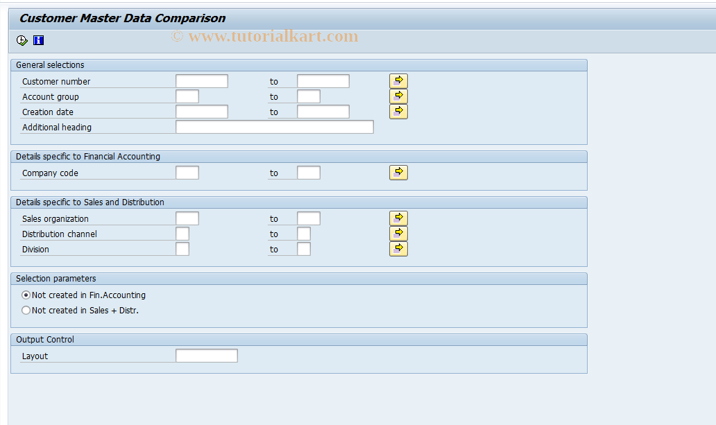 SAP TCode F.2D - Customrs: FI-SD mast.data comparison