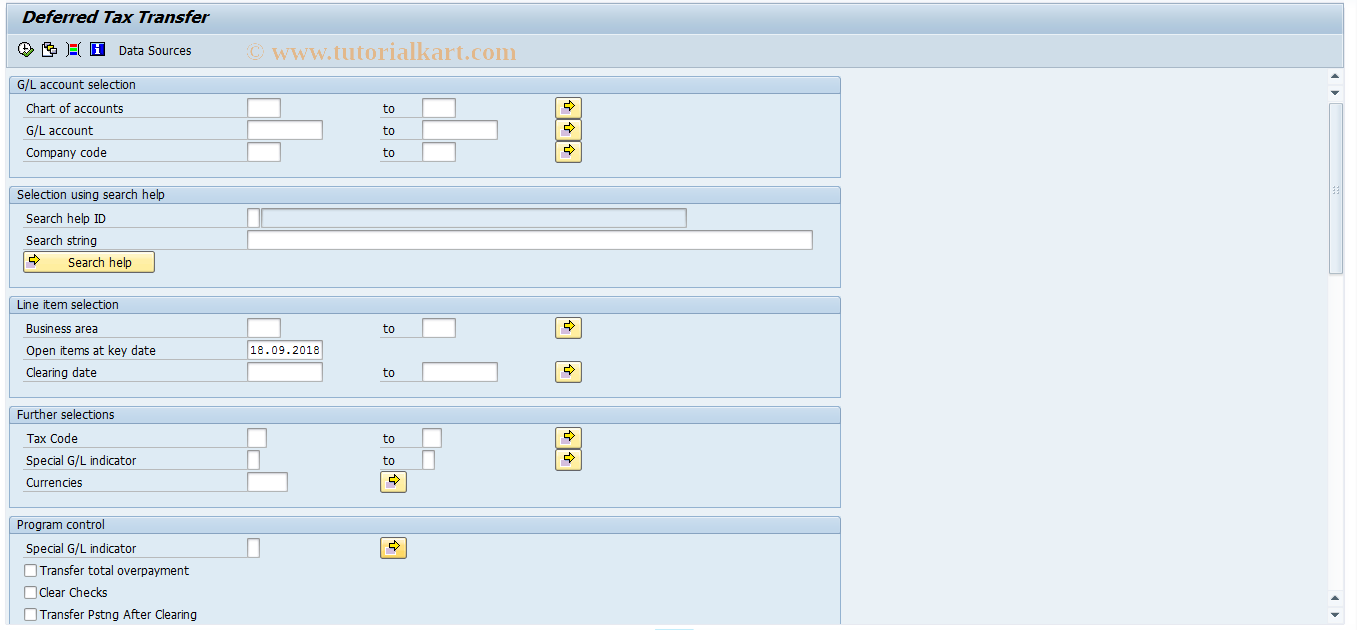 SAP TCode F.38 - Transfer Posting of Deferred Tax