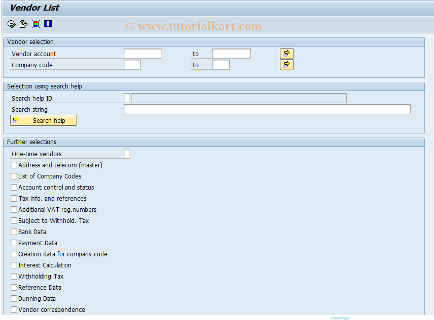 SAP TCode F.40 - A/P: Account List