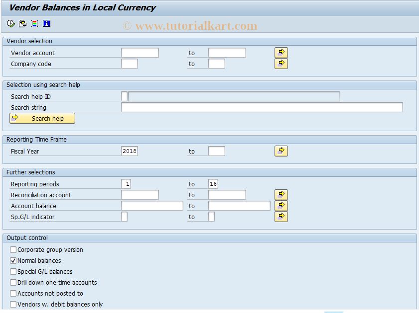 SAP TCode F.42 - A/P: Account Balances