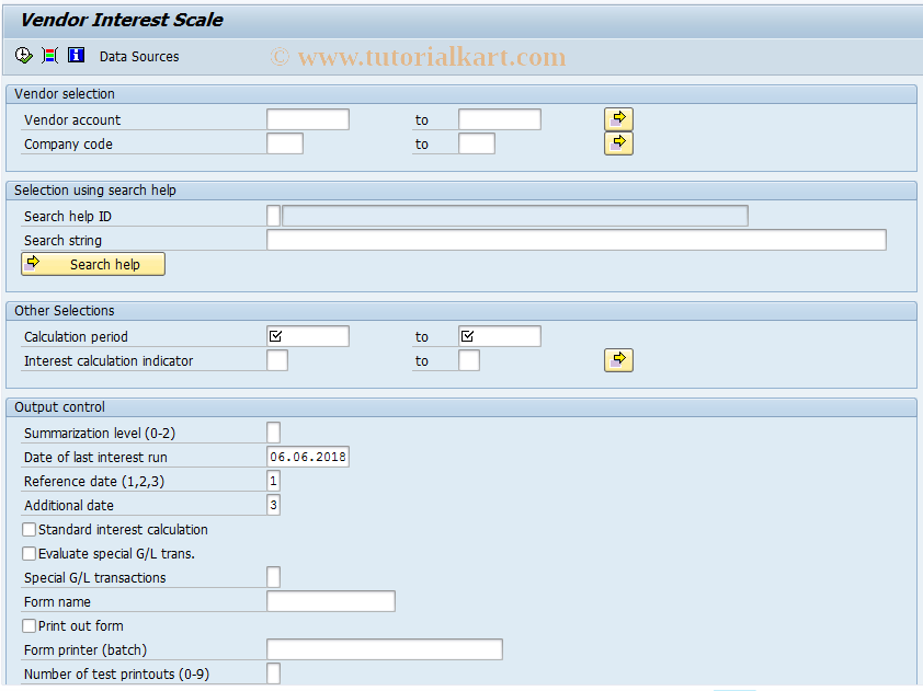 SAP TCode F.44 - A/P: Balance Interest Calculation