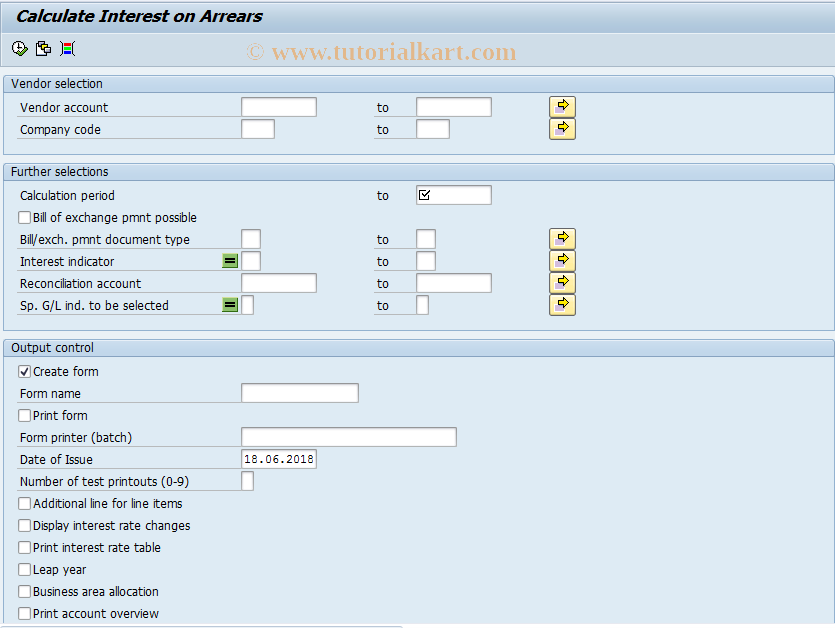 SAP TCode F.4A - Calc.vend.int.on arr.: Post (w/o OI)