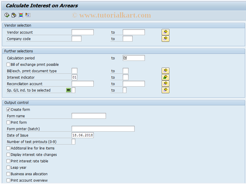 SAP TCode F.4B - Calc.vend.int.on arr.: Post(with OI)