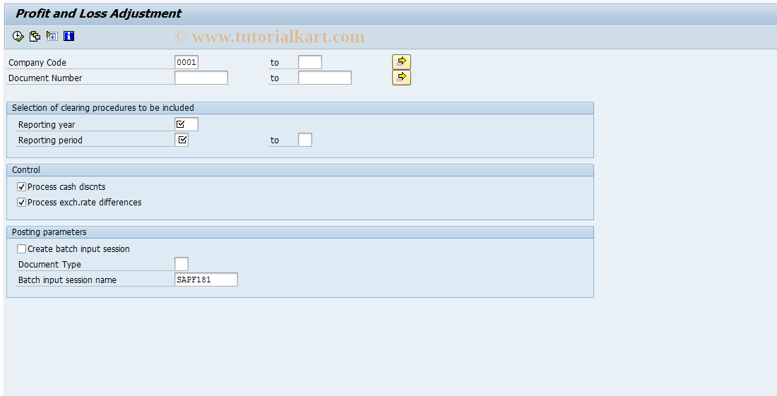 SAP TCode F.50 - G/L: Profitability Segment Adjustmnt