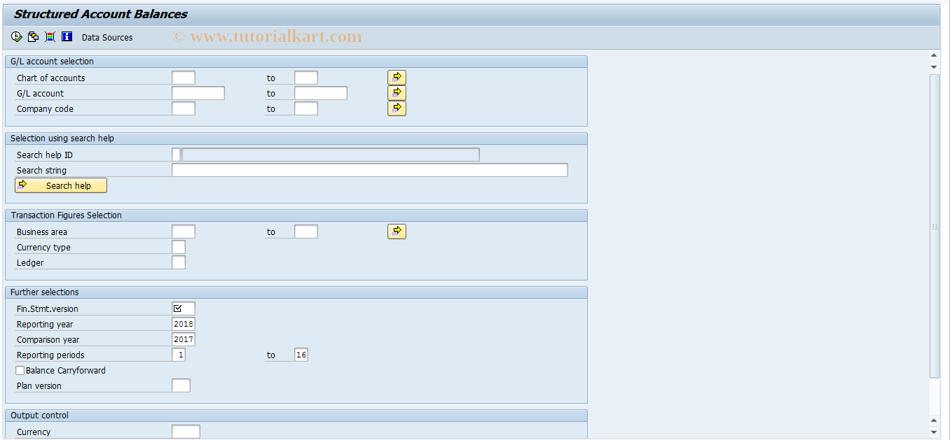 SAP TCode F.54 - G/L: Structured Account Balances