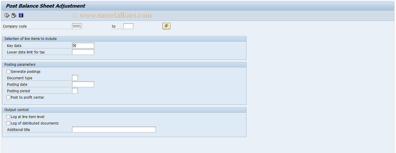 SAP TCode F.5E - G/L: Post Balance Sheet Adjustment